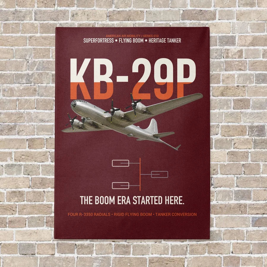 KB-29P SUPERFORTRESS vertical canvas print - no frame - dark red background