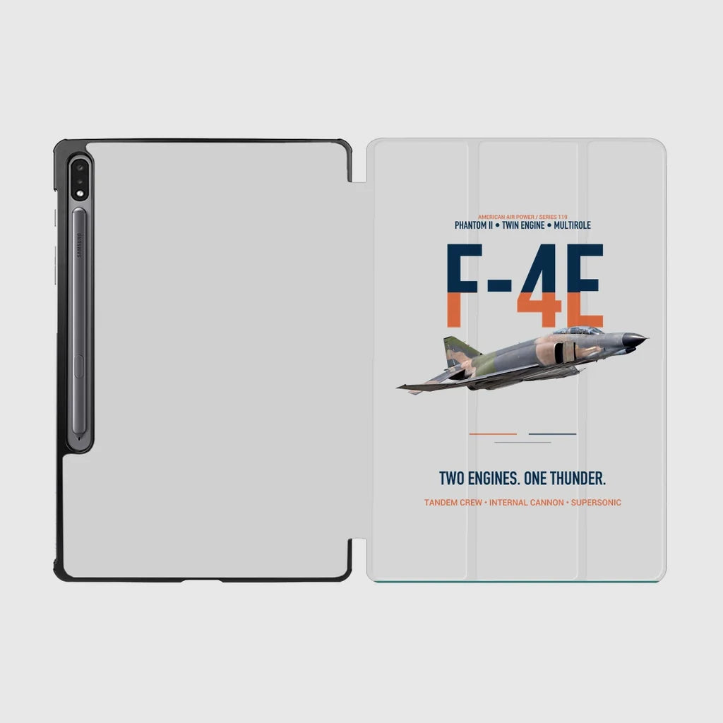 F-4E Phantom II Two Engines One Thunder design on light gray samsung tablet tablet case