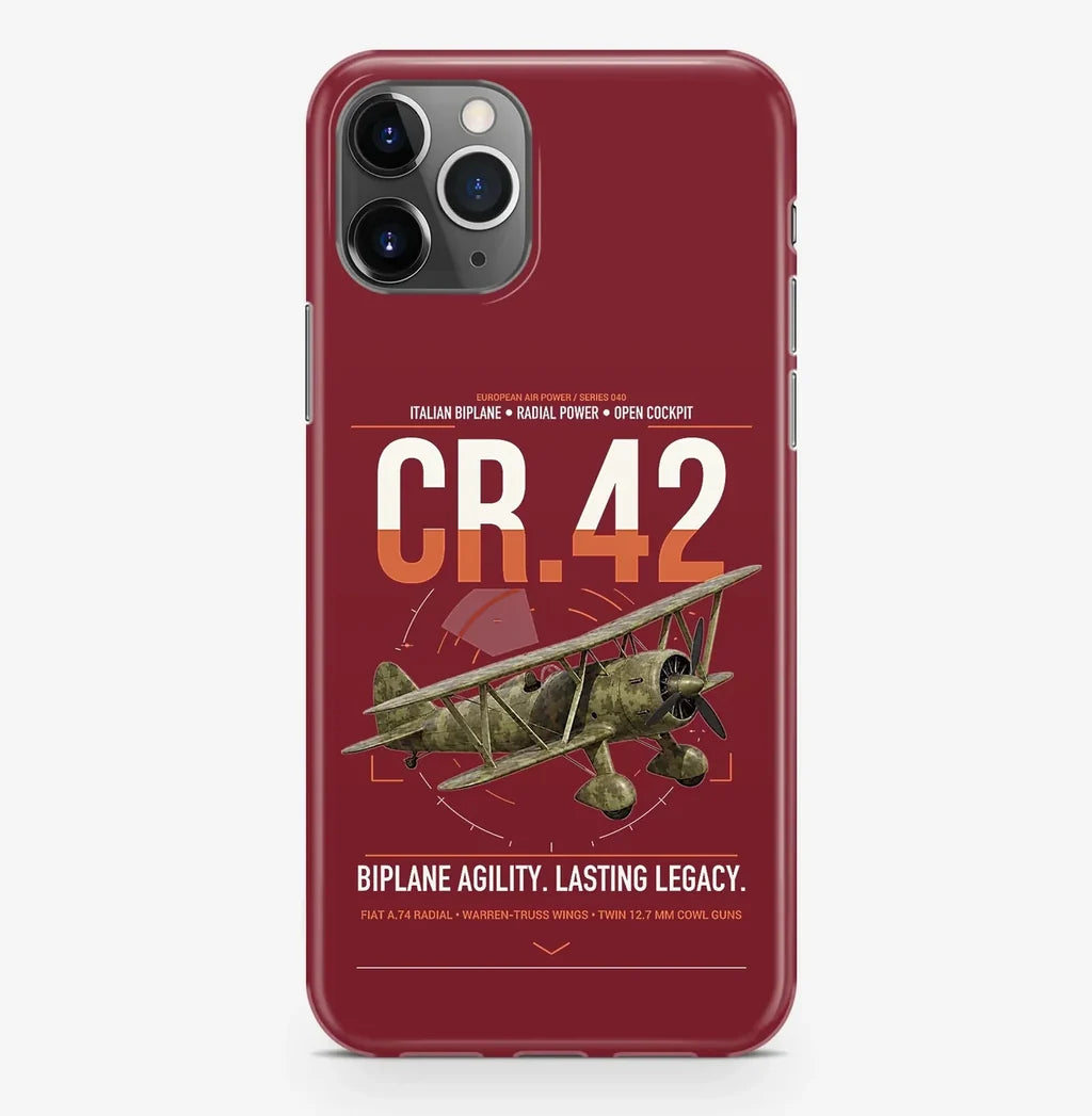 Fiat CR.42 Falco design on dark red magsafe iphone case, for iPhone Pro Max