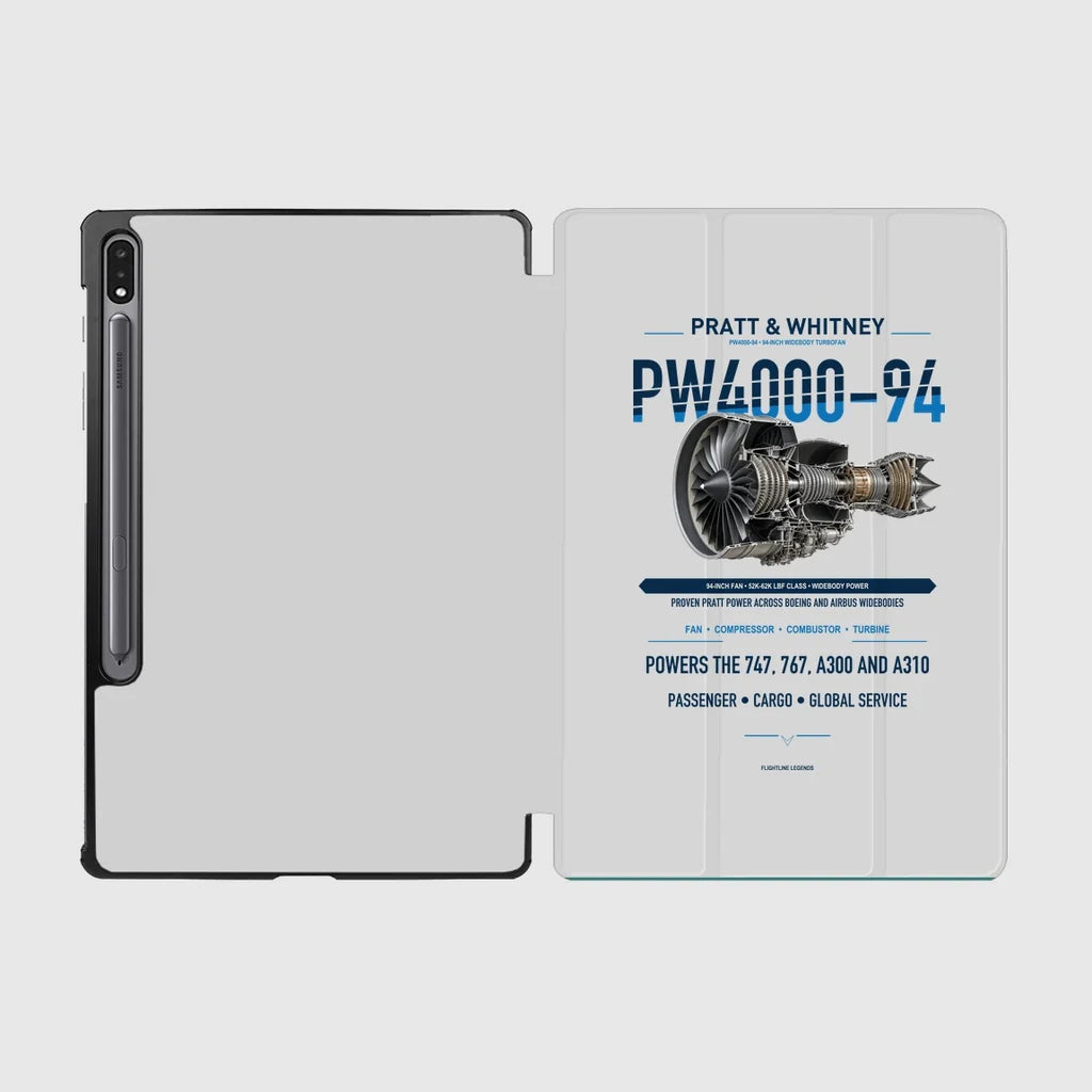 PW4000-94 design on light gray samsung tablet tablet case