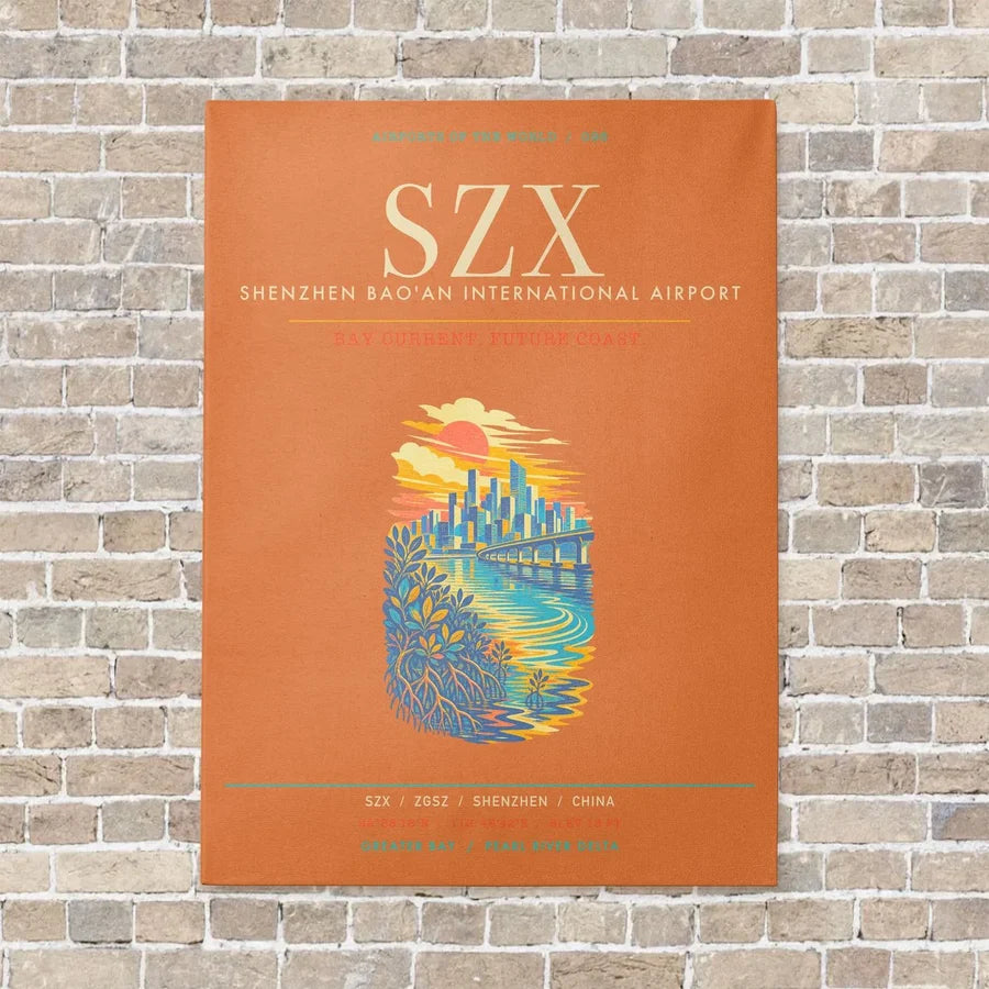 Shenzhen Bao'an International Airport SZX - Canvas Framed - Orange