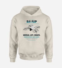 Thumbnail for DJI Flip design on khaki hoodie single side