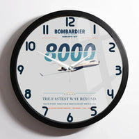 Thumbnail for Bombardier Global 8000 design on light gray framed wall clock