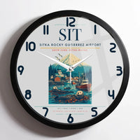 Thumbnail for Sitka Rocky Gutierrez Airport (SIT) design on light gray framed wall clock