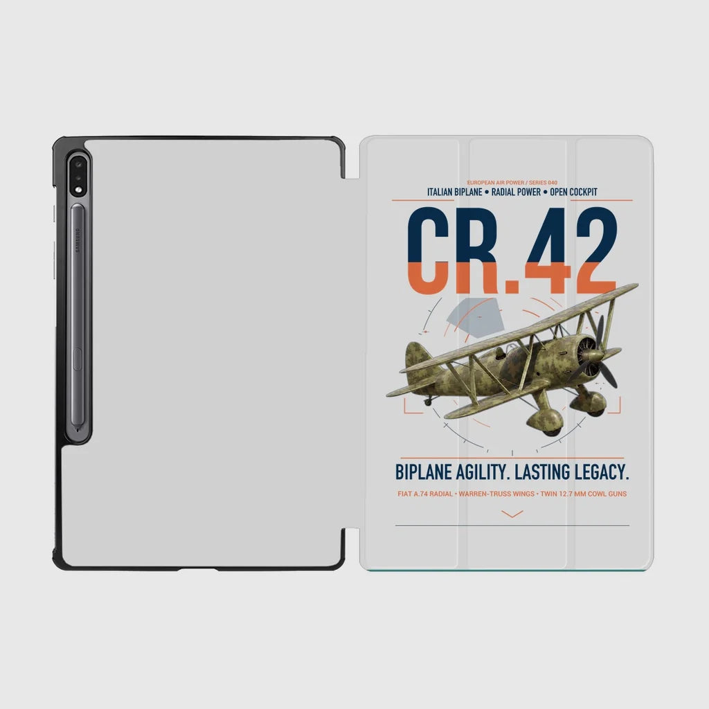 Fiat CR.42 Falco design on light gray samsung tablet tablet case