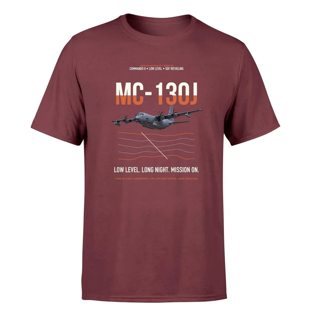 MC-130J COMMANDO II design on dark red double-side t-shirt, single-side print