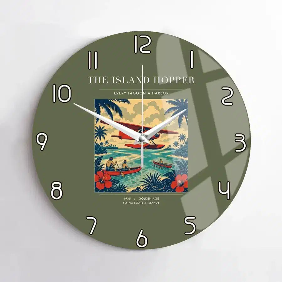 VINTAGE G4024 - The Island Hopper - Designed Wall Clocks design on greenarmy no-frame