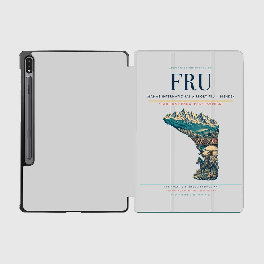 Manas International Airport (FRU) design on light gray samsung tablet tablet case
