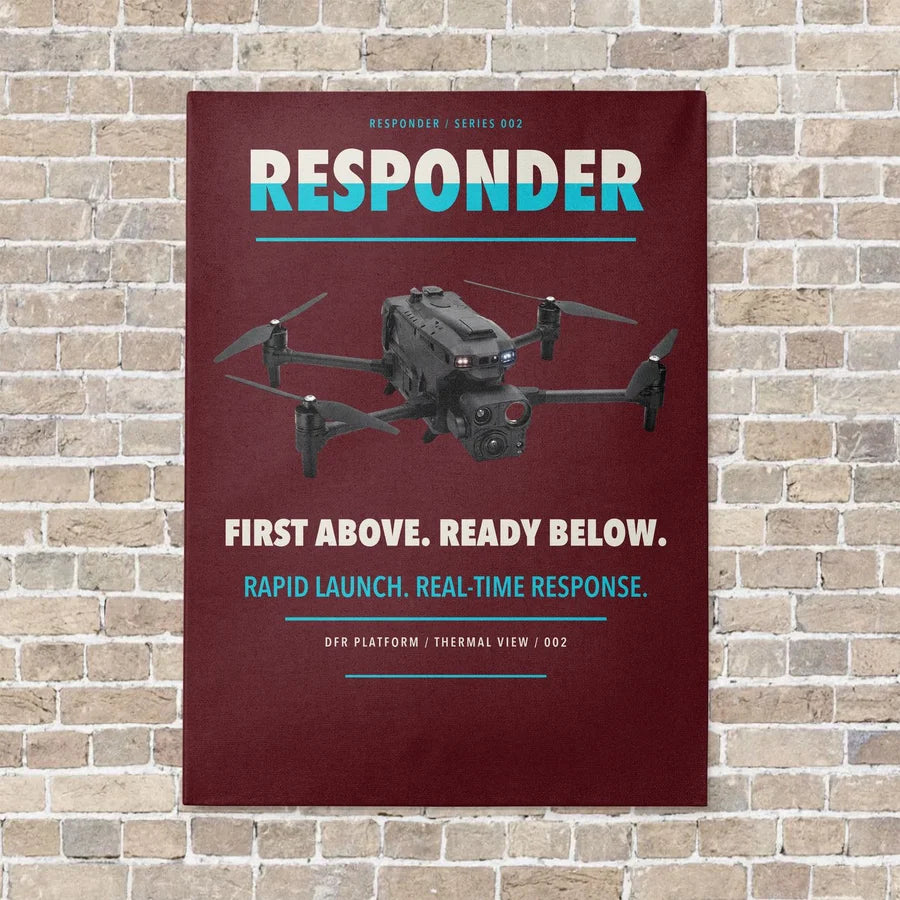 BRINC Responder vertical canvas print - no frame - dark red background