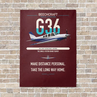 Thumbnail for Beechcraft Bonanza G36 vertical canvas print - no frame - dark red background