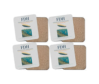 Thumbnail for Bodensee-Airport Friedrichshafen (FDH) design on light gray 4 pieces set coaster