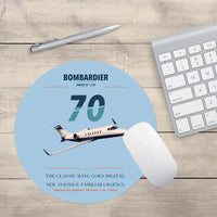 Thumbnail for Bombardier Learjet 70 design on light blue round mouse pad