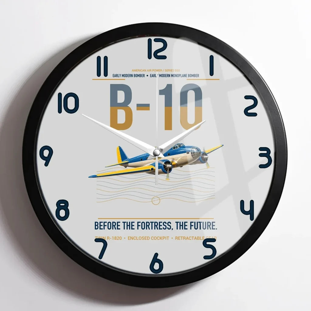 Martin B-10 design on light gray framed wall clock