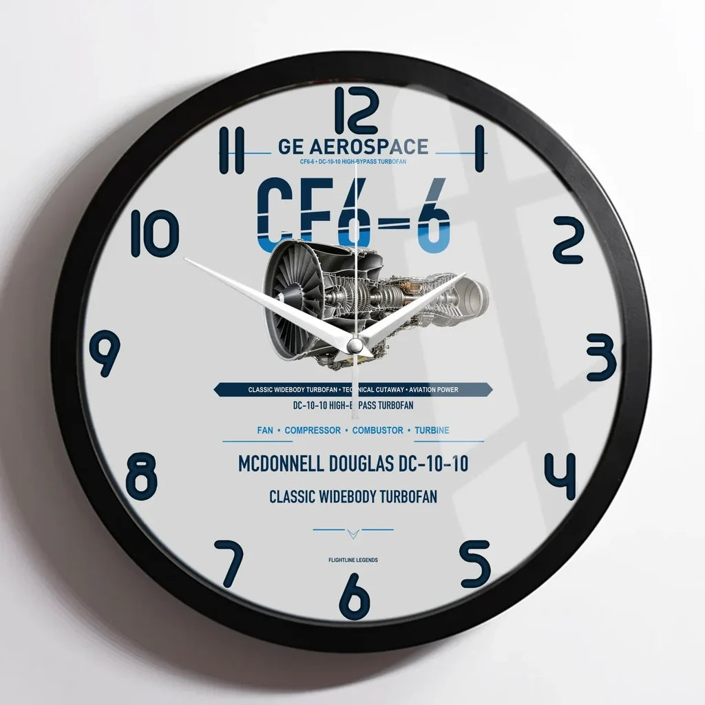CF6-6 design on light gray framed wall clock
