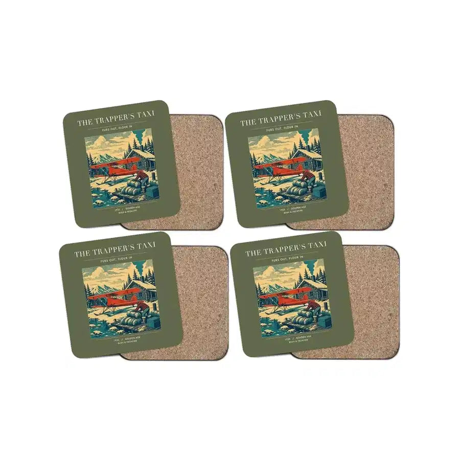 The Trapper's Taxi - Designed Coasters design on green army 4-pieces-set