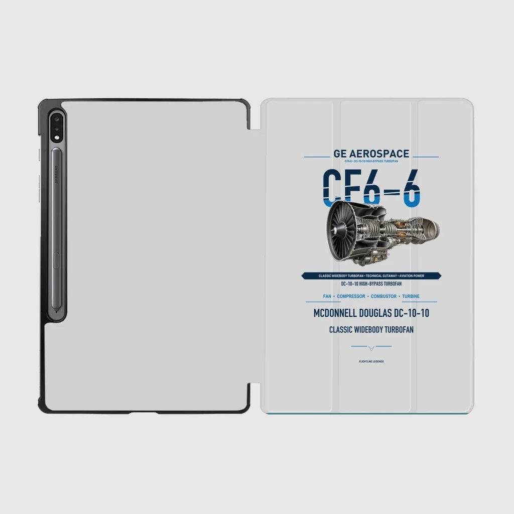 CF6-6 design on light gray samsung tablet tablet case
