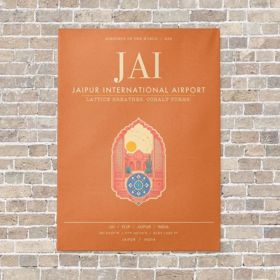 Jaipur International Airport JAI - Canvas Framed - Orange