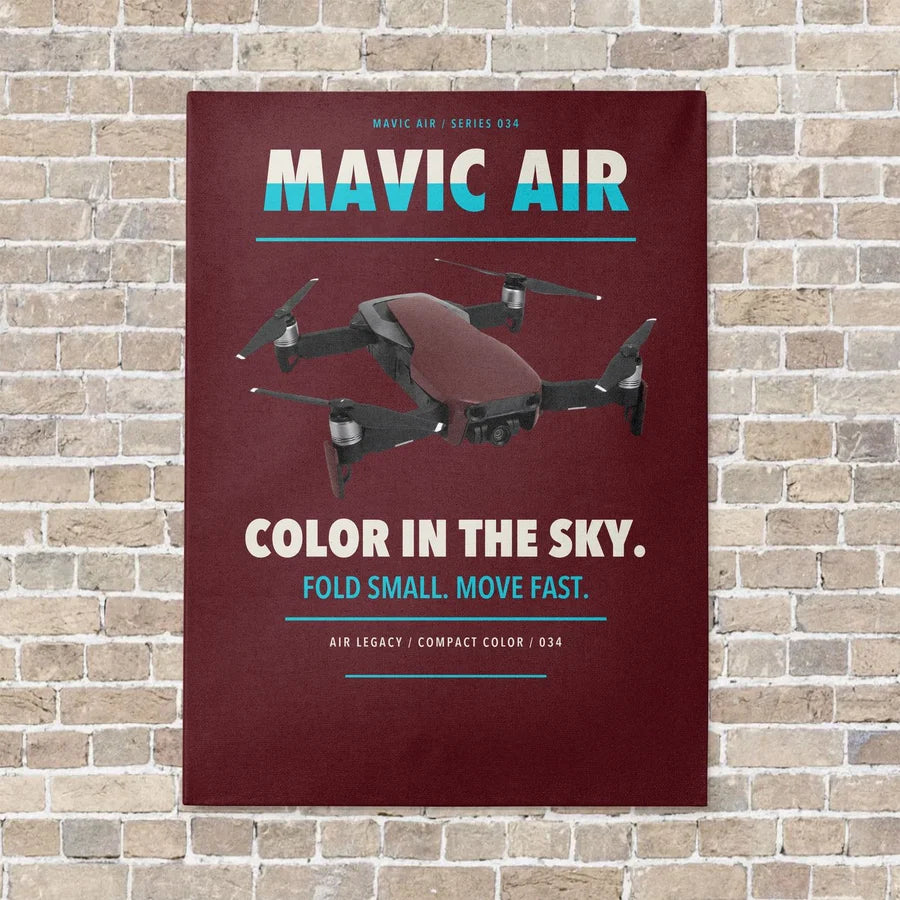 DJI Mavic Air vertical canvas print - no frame - dark red background