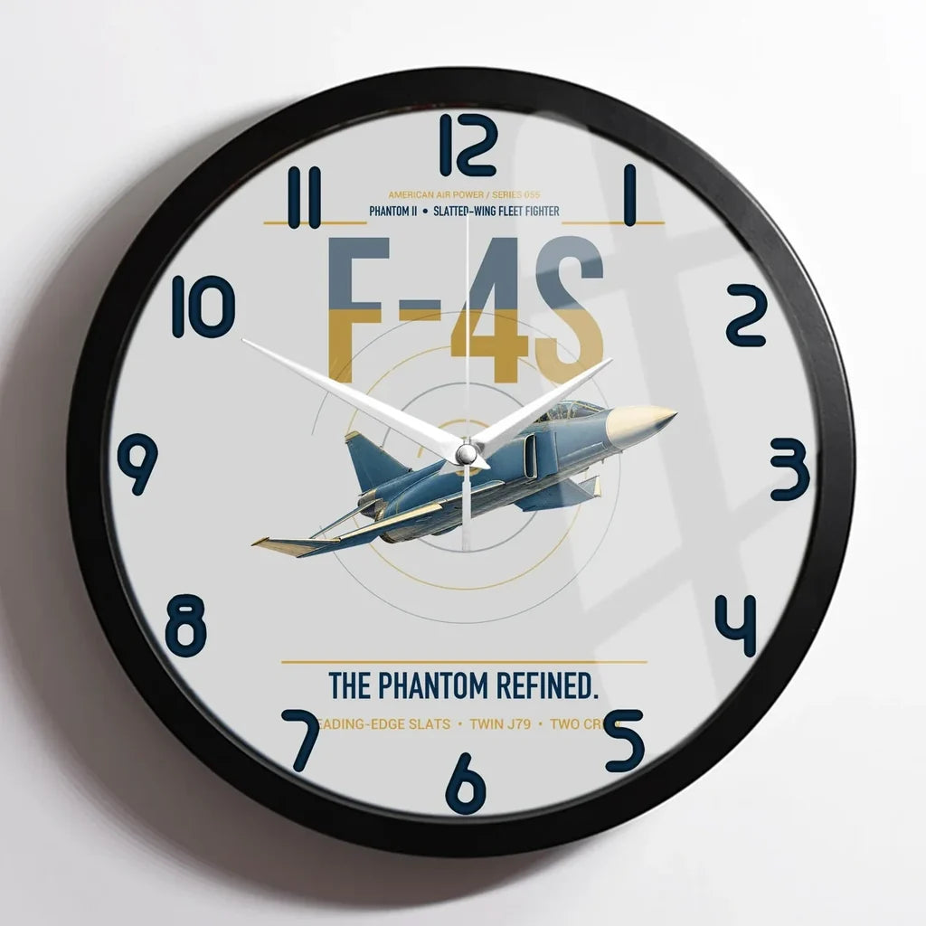 F-4S Phantom II design on light gray framed wall clock