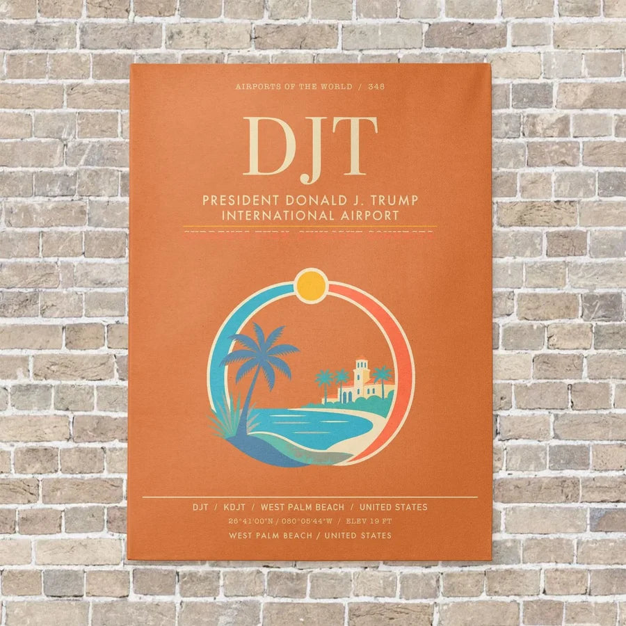 President Donald J. Trump International Airport DJT - Canvas Framed - Orange