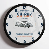 Thumbnail for Mitsubishi Sikorsky SH-60K design on light gray framed wall clock