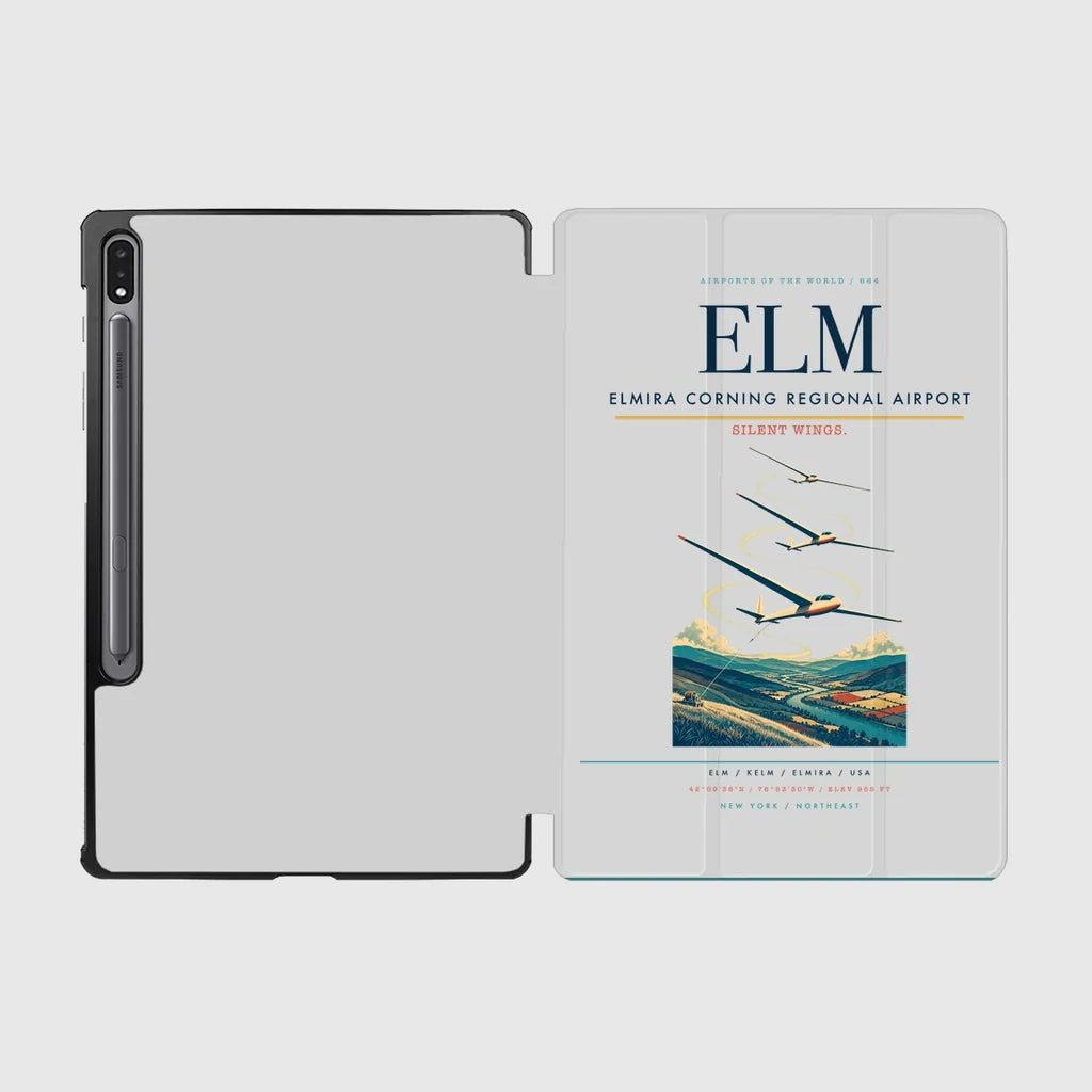 Elmira Corning Regional Airport (ELM) design on light gray samsung tablet tablet case