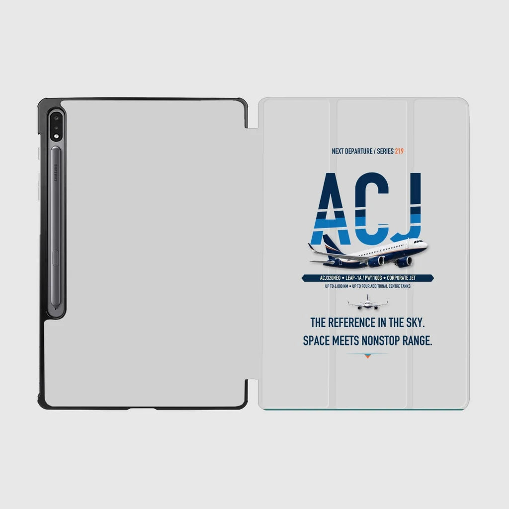Airbus ACJ320neo design on light gray samsung tablet tablet case
