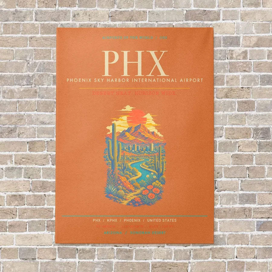 Phoenix Sky Harbor International Airport PHX - Canvas Framed - Orange