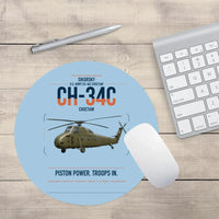 Thumbnail for Sikorsky CH-34C Choctaw design on light blue round mouse pad
