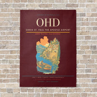 Thumbnail for Ohrid St. Paul the Apostle Airport OHD vertical canvas print - no frame - dark red background