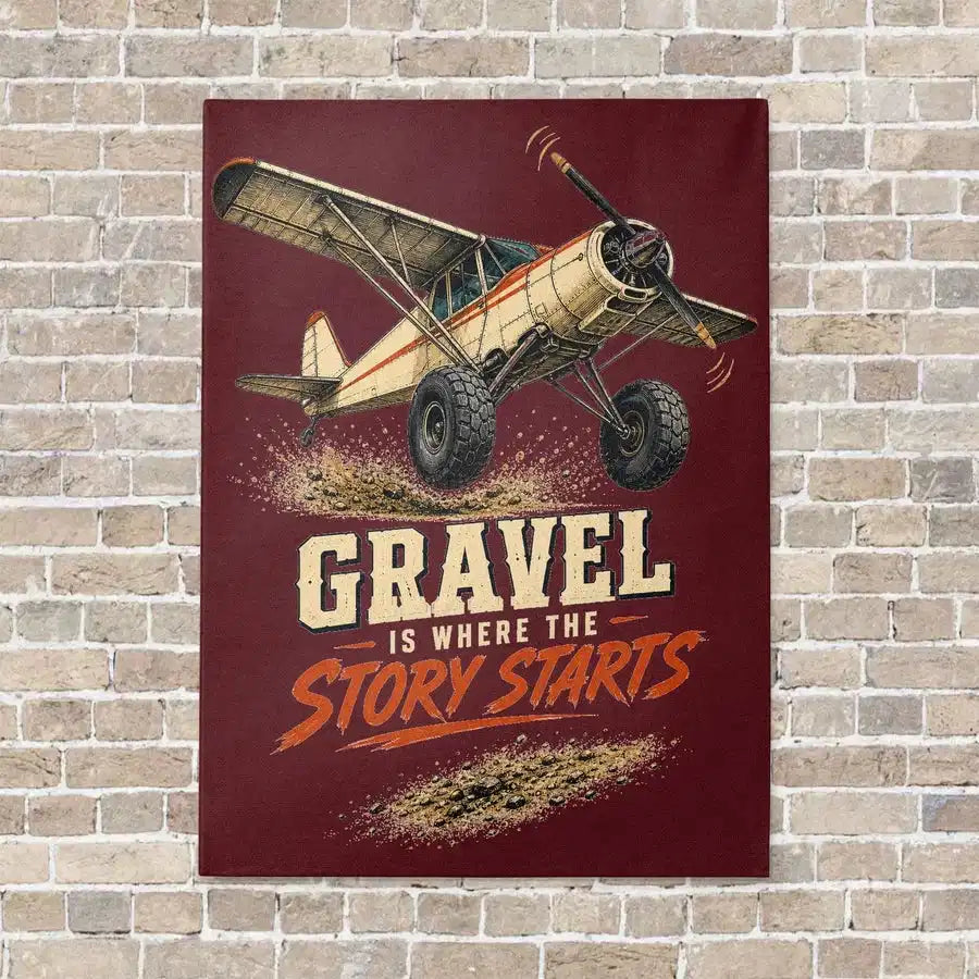 Gravel Is Where The Story Starts vertical canvas print - no frame - dark red background