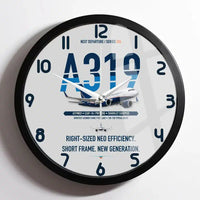 Thumbnail for Airbus A319neo design on light gray framed wall clock