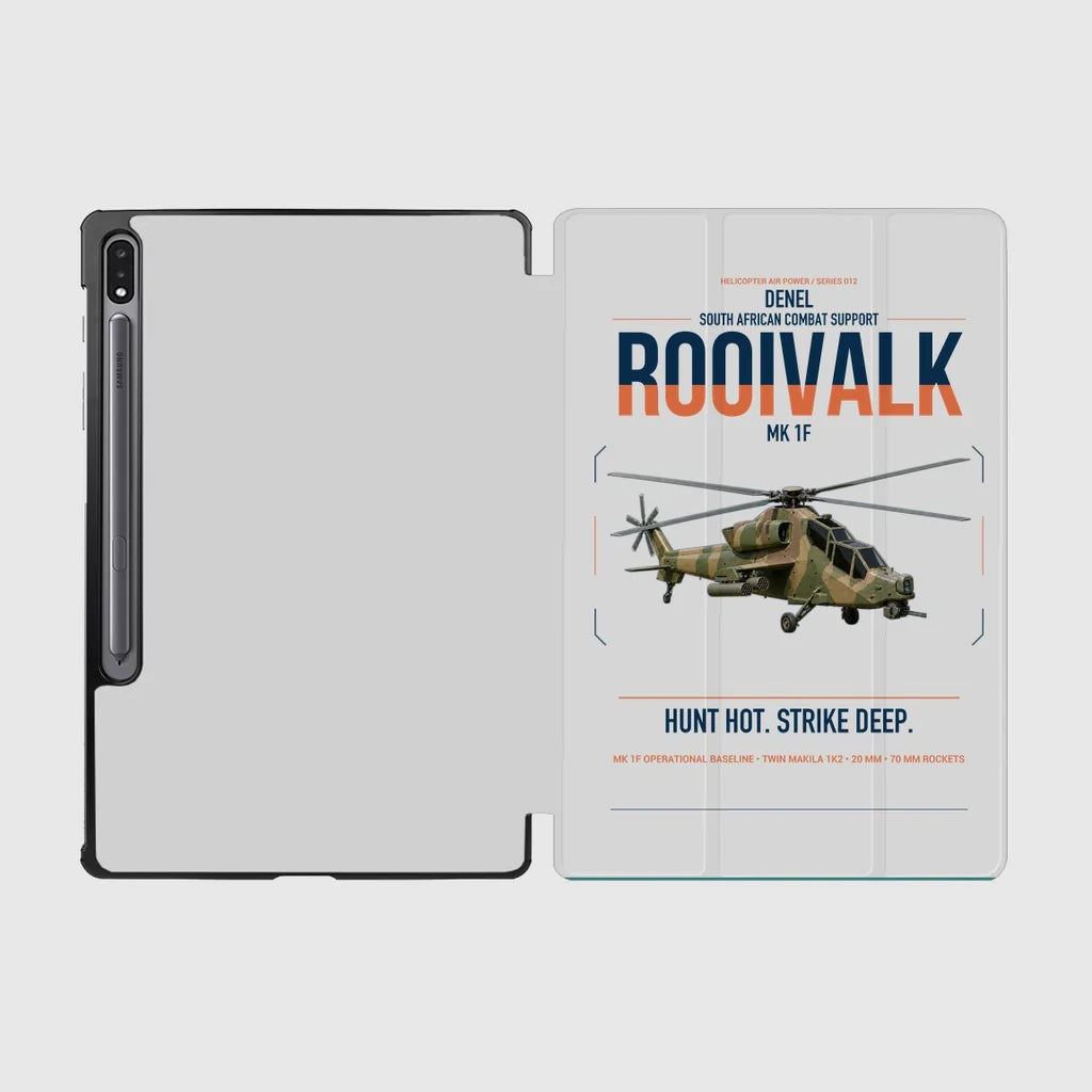Denel Rooivalk Mk 1F design on light gray samsung tablet tablet case