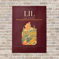 Thumbnail for Lille Airport LIL vertical canvas print - no frame - dark red background