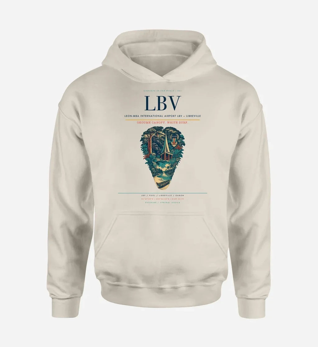 Leon-Mba International Airport (LBV) design on khaki hoodie single-side print