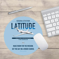 Thumbnail for Cessna Citation Latitude design on light blue round mouse pad
