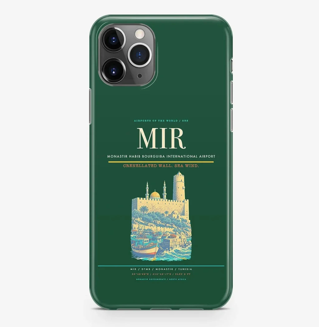 Monastir Airport (MIR) design on dark green iPhone 16 Pro MagSafe case