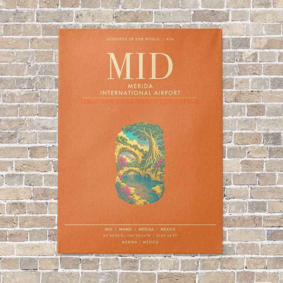 Merida International Airport MID - Canvas Framed - Orange