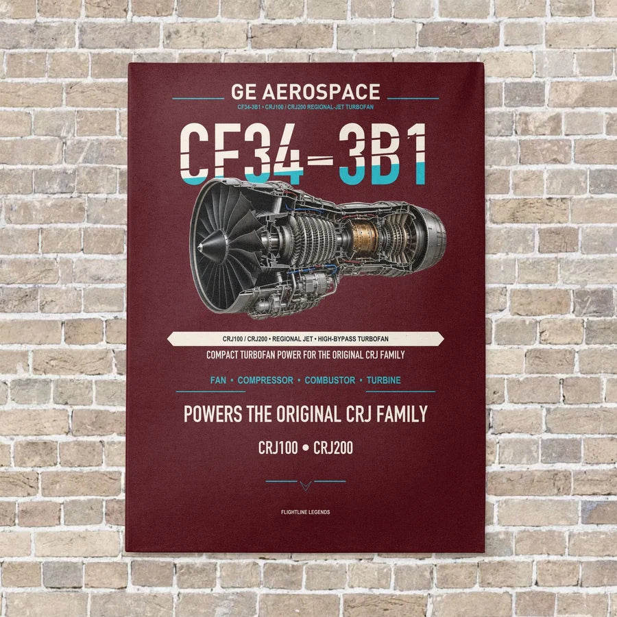 CF34-3B1 vertical canvas print - no frame - dark red background