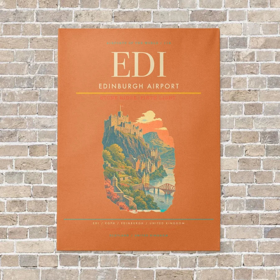 Edinburgh Airport EDI - Canvas Framed - Orange