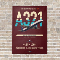 Thumbnail for Airbus A321 vertical canvas print - no frame - dark red background