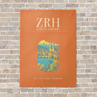 Thumbnail for Zurich Airport ZRH - Canvas Framed - Orange
