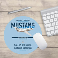 Thumbnail for Cessna Citation Mustang design on light blue round mouse pad
