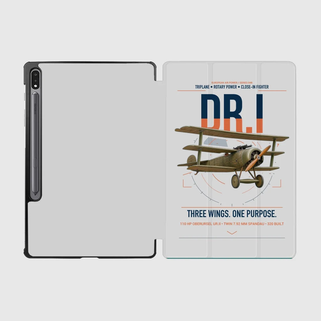 Fokker Dr.I design on light gray samsung tablet tablet case