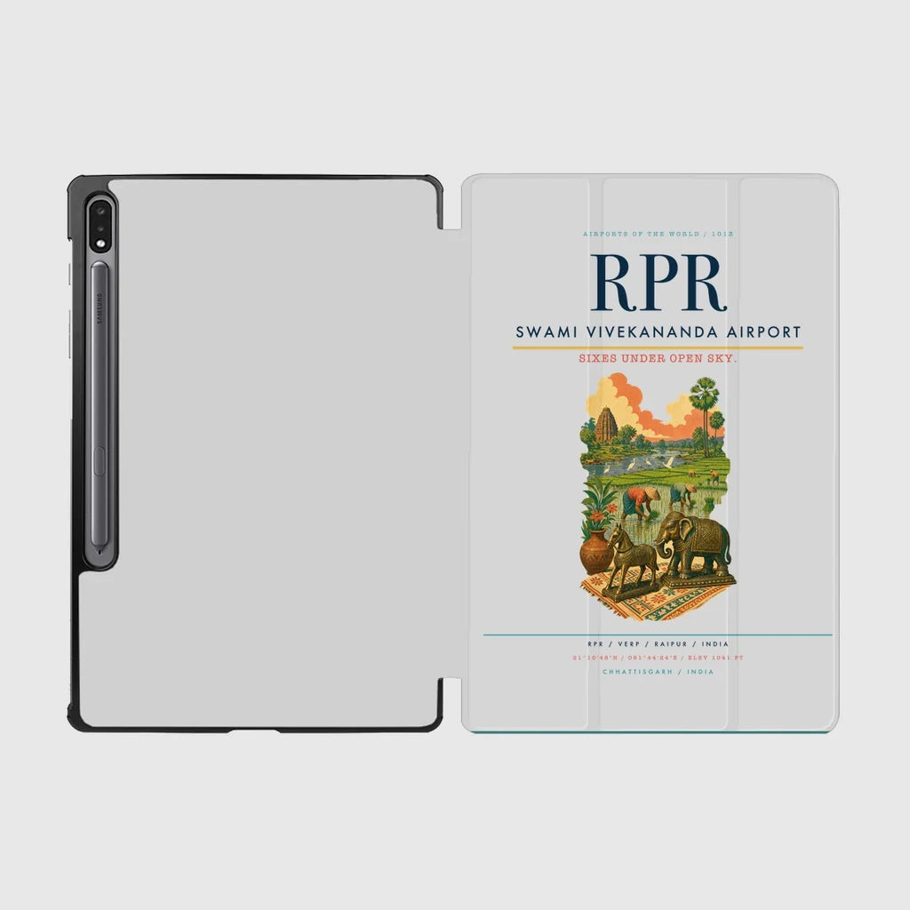 Swami Vivekananda Airport (RPR) design on light gray samsung tablet tablet case