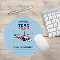 Thumbnail for Turkish Aerospace T625 Gökbey design on light blue round mouse pad