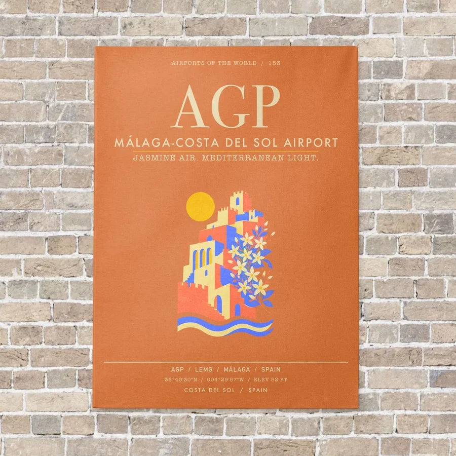 Malaga-Costa del Sol Airport AGP - Canvas Framed - Orange