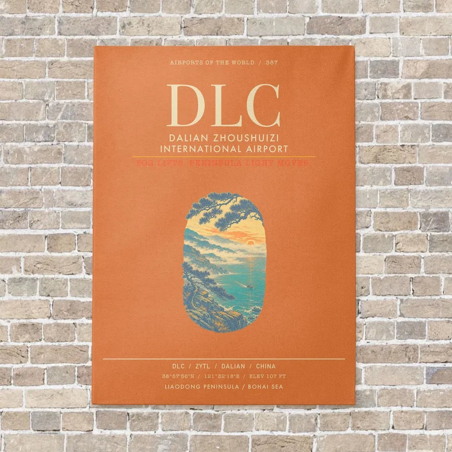 Dalian Zhoushuizi International Airport DLC - Canvas Framed - Orange