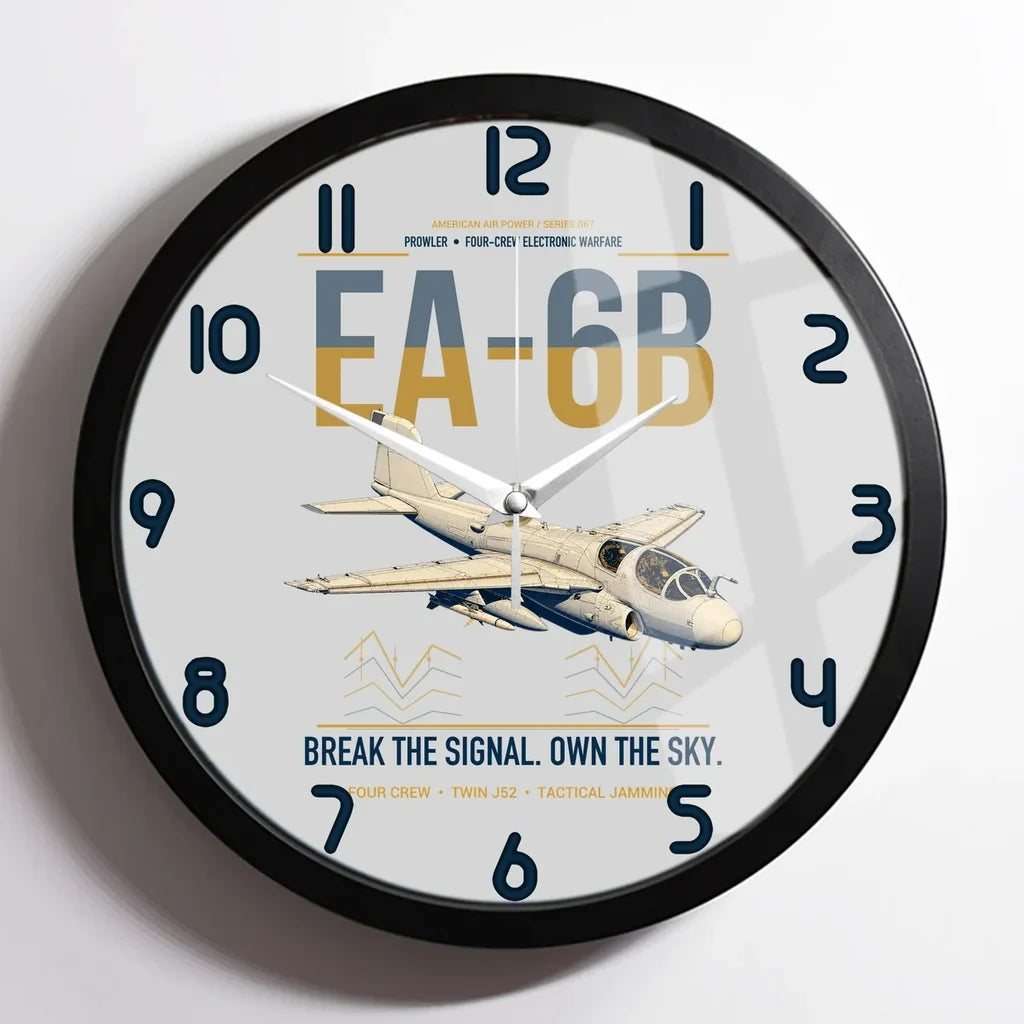 EA-6B Prowler design on light gray framed wall clock