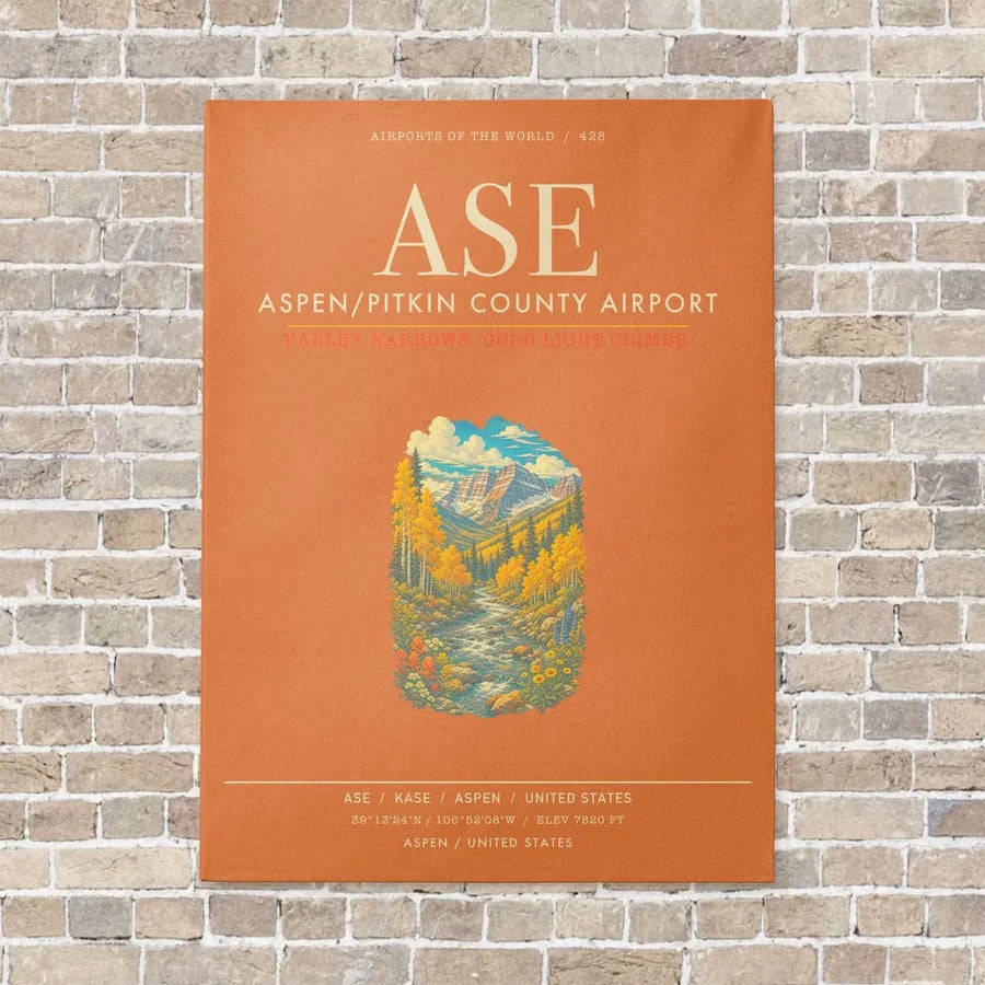 Aspen - Pitkin County Airport ASE - Canvas Framed - Orange